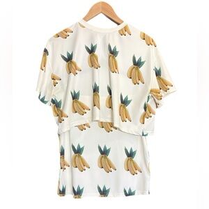 Stylenanda banana print crop top & miniskirt set